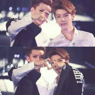 💖 f96f2b5a Портрет, Азиат, Мужчины, Сердечко жест, Дружба, K-pop telegram sticker