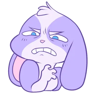 😨 dd51bc41 토끼, 만화, 보라색, 표정, 혐오 telegram sticker