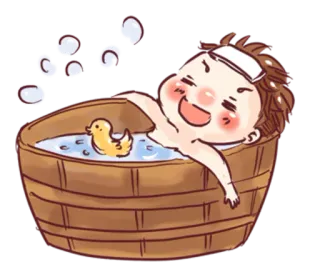 🛁 50f6b985 bath, bathing, duck, tub, cartoon, relaxing, bubble bath telegram sticker