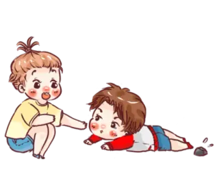 🙄 6fc15393 cartoon, kids, friendship, cute, playing, illustration telegram sticker