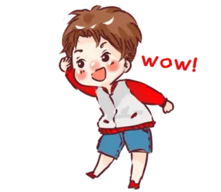😮 7412f8ba WOW! cartoon, wow, happy, excited, boy, cheerful telegram sticker