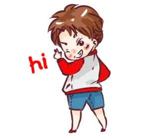 ✋ 9e1771e8 Hi greeting, hello, cartoon, boy, wave, friendly telegram sticker