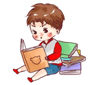 📚 a8cd134f boy, reading, book, education, child, cartoon telegram sticker