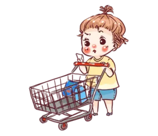🛍 edcd6958 shopping, cart, cute, cartoon, groceries, child telegram sticker