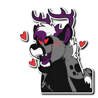 😍 ed3f739a 兽人, 鹿, 卡通, 贴纸, 兽化人, 爱心眼, 鹿角 telegram sticker