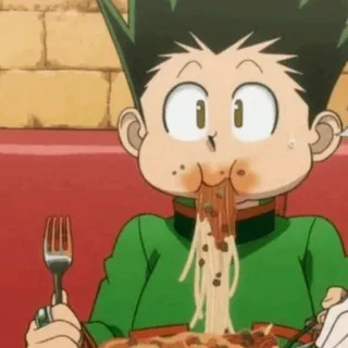 😧 c5a40334 Gon Freecss Hunter x Hunter anime, cartoon, eating, food, spaghetti, Gon, Hunter x Hunter whatsapp sticker