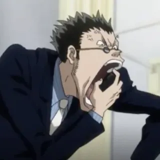 🤬 851b8988 Leorio Hunter x Hunter Anime, Hunter x Hunter, Leorio, En colère, Cri telegram sticker