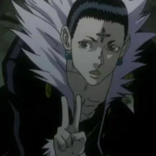 ✌️ 97643d86 Chrollo Lucilfer Hunter x Hunter Anime, Manga, Vilain, Signe de paix, Brigade fantôme telegram sticker