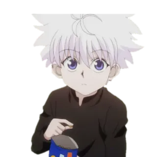 😧 362497b8 Killua Zoldyck Hunter x Hunter killua, anime, Hunter x Hunter, manga, nhân vật, đồ ăn vặt telegram sticker