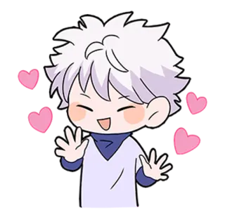 ❤ a2935df9 Killua Zoldyck Hunter x Hunter anime, cartoon, killua, hunter x hunter, character, hearts, cute telegram sticker