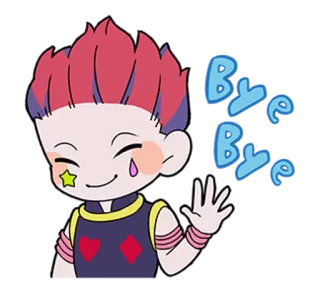 ✋ bbc347d4 Hisoka Hunter x Hunter Bye Bye anime, cartoon, character, greeting, waving telegram sticker