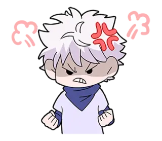 😡 dcfba78e Killua Zoldyck Hunter x Hunter anime, killua, hunter x hunter, angry, cartoon, anime character telegram sticker