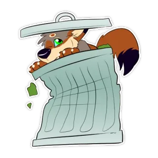 🗑 03fb5fef animal, desenho animado, lata de lixo, peludo, adesivo, fofo telegram sticker