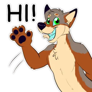 👋 811ed605 HI! saudação, cão, canino, amigável, oi, desenho animado telegram sticker