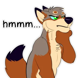 😠 a686555e hmmm... lobo, pensando, curioso, hmm, peludo, expressão, animal telegram sticker