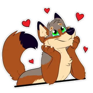 💜 e1f63d07 raposa, fofo, corações, amor, animal, desenho animado telegram sticker