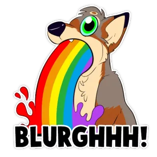 🌈 e2673c5b BLURGHHH! lobo, arco-íris, desenho animado, vômito, furry, adesivo telegram sticker