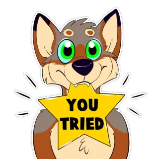 🌟 e40ea1cf YOU TRIED cão, peludo, você tentou, estrela, adesivo telegram sticker