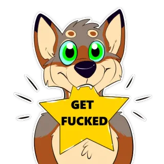 💫 f778c42c GET FUCKED ofensivo, palavrão, insulto, adesivo, desenho animado, cachorro telegram sticker