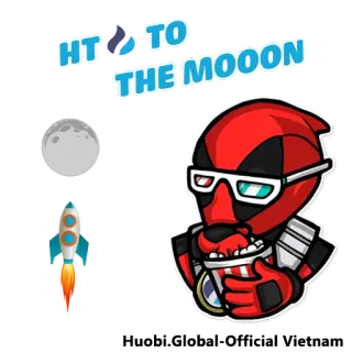 ⭐️ e1297f12 Deadpool HT TO THE MOOON Дэдпул, ракета, луна, супергерой, попкорн, на луну whatsapp sticker