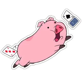 ☺️ 2b5a3e10 Waddles Gravity Falls cochon, Waddles, Gravity Falls, dessin animé, animal, rose, cartes à jouer, animation whatsapp sticker