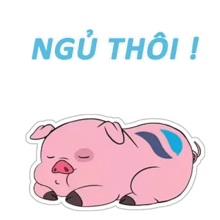 😐 80c6cd67 NGỦ THÔI! sommeil, cochon, dessin animé, animal, mignon whatsapp sticker