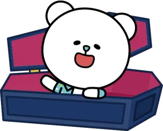 👋 1627a7c6 beruang, peti mati, imut, kartun, hewan, seru telegram sticker