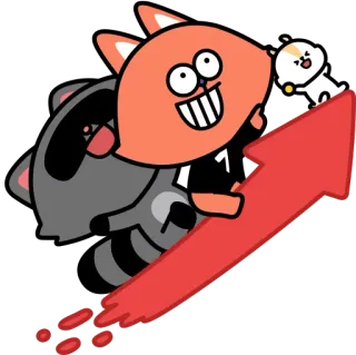 📈 85d302ca rubah, rakun, panah, ke atas, positif, imut, kartun telegram sticker