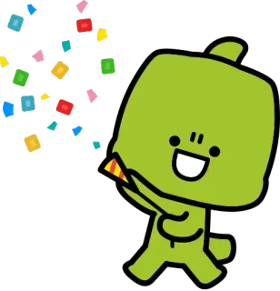 👏 032b19e5 fête, soirée, confettis, dessin animé, joyeux, mignon, vert whatsapp sticker