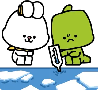 😋 2e4ab18d cambiamento climatico, ghiaccio, riscaldamento globale, termometro, cartone animato, triste, animale telegram sticker