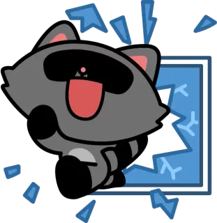 🤟 b88e785a procione, animale, cartone animato, vetro, rottura telegram sticker