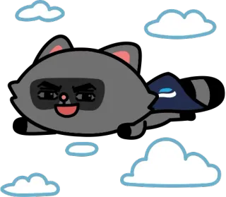 🦸‍♂️ cfd53ac2 procione, nuvole, animale, cartone animato telegram sticker