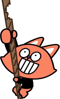 🤩 d1e361bc gatto, cartone animato, animale, arrampicata, felice, albero, arancione telegram sticker