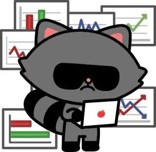 👨‍💻 e75addaa procione, grafici, diagrammi, affari, animale, cartone animato telegram sticker