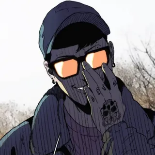 🌑 10082cdd 动漫, 角色, 眼镜, 纹身, 艺术, 男人 telegram sticker