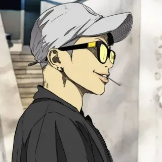 🇨🇼 7332c02f 卡通, 男人, 眼镜, 角色, 动画, 侧面 telegram sticker