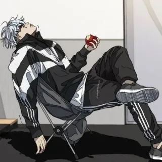 🌑 9d465df9 动漫, 卡通, 角色, 放松, 苹果 telegram sticker