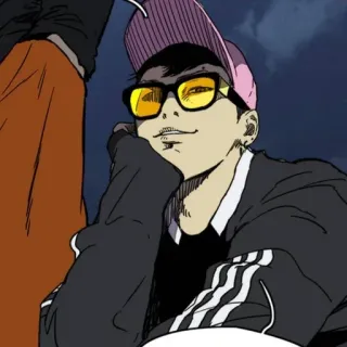 🇨🇼 9fc50c3f 卡通, 角色, 眼镜, 帽子, 动漫 telegram sticker