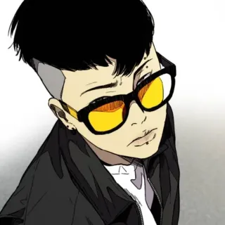 🌩 d0bd038e 男人, 眼镜, 发型, 角色, 动画 telegram sticker
