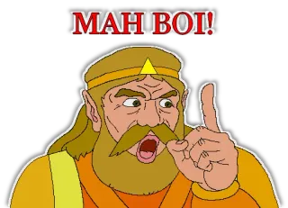 ☝️ 2c13d34a MAH BOI! meme, mah boi, exagerado, rei, apontando, engraçado, meme da internet telegram sticker