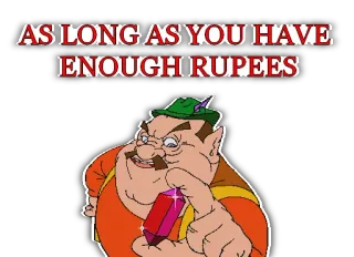 ♦ 98171b0e Morshu Zelda CD-i AS LONG AS YOU HAVE ENOUGH RUPEES Morshu, Zelda, CD-i, Rupees, Video game, Meme telegram sticker