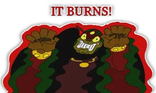 😱 a9308195 IT BURNS! fogo, queimando, dor, desenho animado, exclamação, monstro telegram sticker