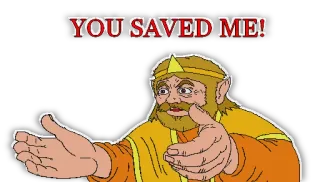😲 f3c0bb7b YOU SAVED ME! rei, salvo, alívio, videogame, animado, grato telegram sticker