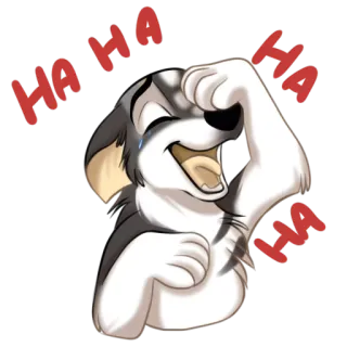 😄 40dd2a50 HA HA HA HA HA HA HA śmiech, kreskówka, zabawa, pies, śmiejący się, wyraz, szczęśliwy, emocja telegram sticker