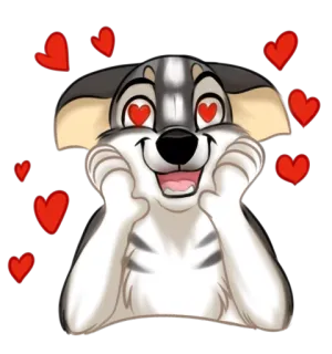 😋 484137e9 pies, serca, miłość, kreskówka, słodki, zwierzę, uczucie telegram sticker