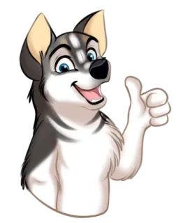 😊 b0989bd7 pies, zwierzę, husky, kciuk w górę, kreskówka, futrzany telegram sticker