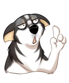 😩 bbeafc44 pies, środkowy palec, gest, kreskówka, zwierzę telegram sticker