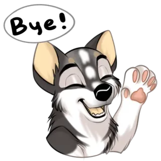 😏 e0600604 Bye! pies, pożegnanie, do widzenia, machanie, piesek z kreskówki, husky, pa telegram sticker