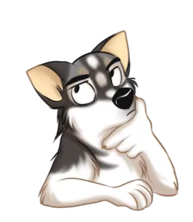 🙄 e98340b8 pies, wilk, zwierzę, myślenie, kreskówka, futrzak, husky telegram sticker