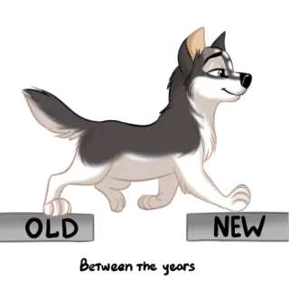 💥 fdd27519 OLD NEW Husky, Pies, Kreskówka, Stary, Nowy, Porównanie, Zwierzę, Zwierzę domowe telegram sticker